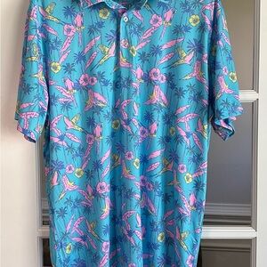 Chubbies Men’s Lightweight Performance Polo The Flock Party Turquoise